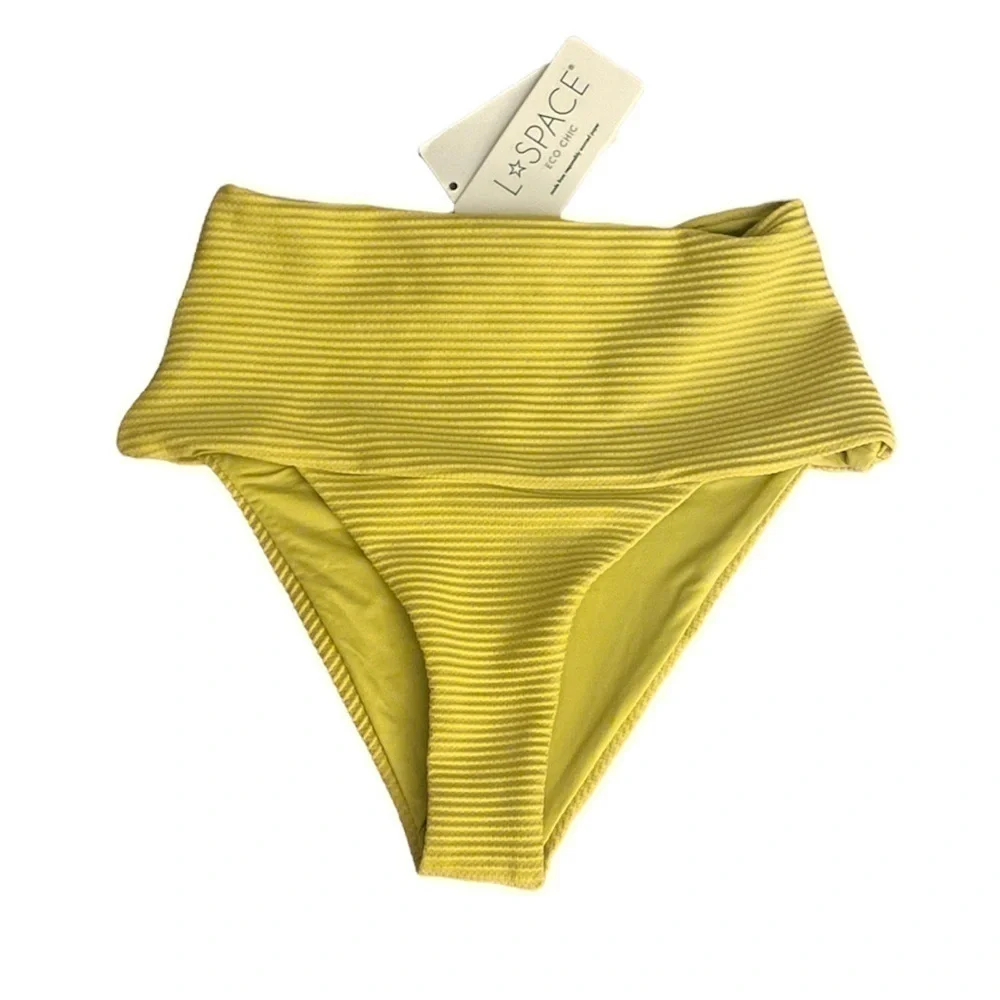 NWT L*SPACE Eco Chic Repreve Desi Bikini Bottom Apple Green